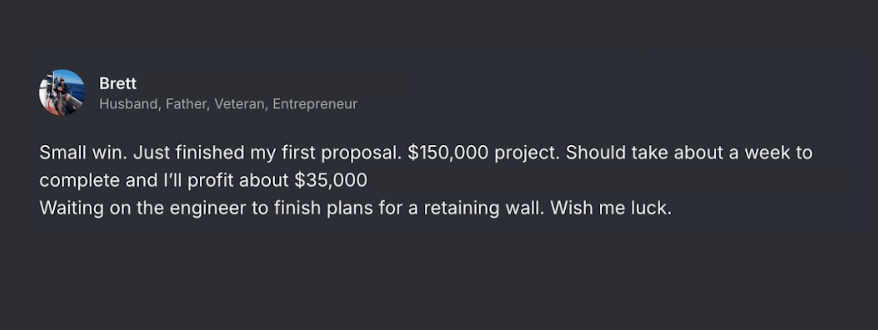 Client testimonial screenshot 40